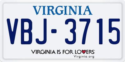 VA license plate VBJ3715