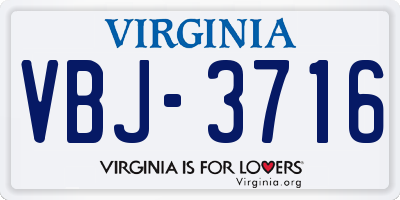 VA license plate VBJ3716