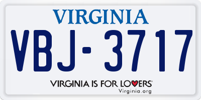 VA license plate VBJ3717
