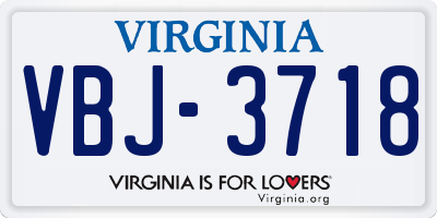VA license plate VBJ3718