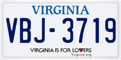 VA license plate VBJ3719