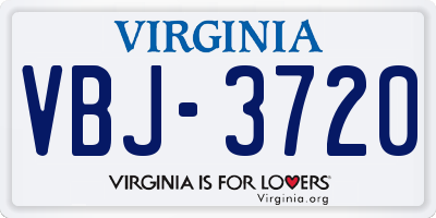 VA license plate VBJ3720
