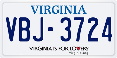VA license plate VBJ3724