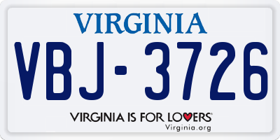 VA license plate VBJ3726