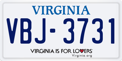 VA license plate VBJ3731