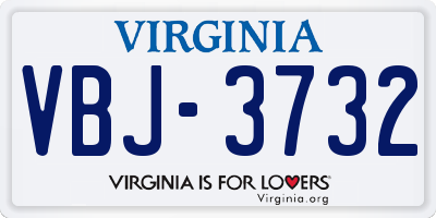 VA license plate VBJ3732