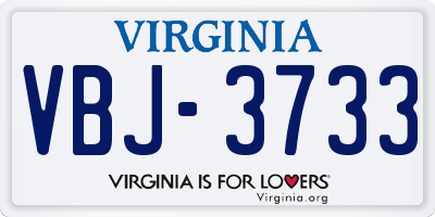 VA license plate VBJ3733