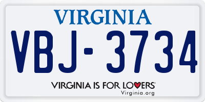 VA license plate VBJ3734