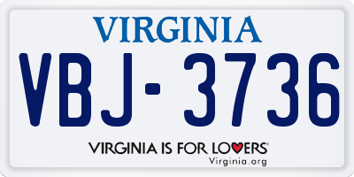 VA license plate VBJ3736