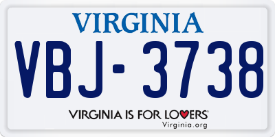 VA license plate VBJ3738