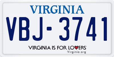 VA license plate VBJ3741