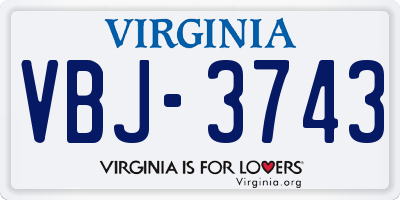VA license plate VBJ3743