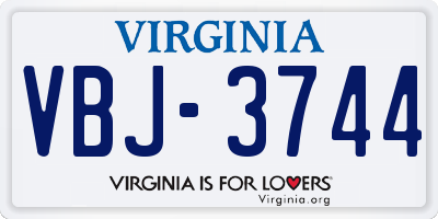 VA license plate VBJ3744