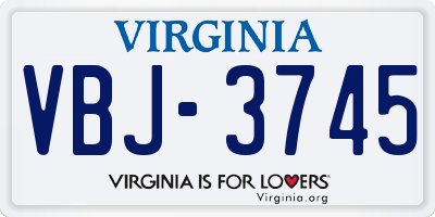 VA license plate VBJ3745