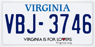 VA license plate VBJ3746
