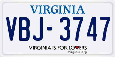 VA license plate VBJ3747