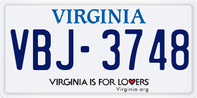 VA license plate VBJ3748