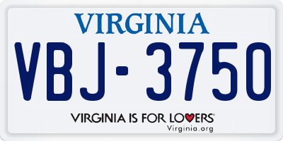 VA license plate VBJ3750
