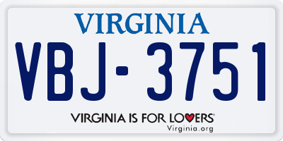 VA license plate VBJ3751