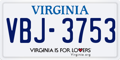 VA license plate VBJ3753