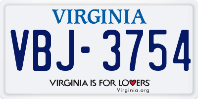 VA license plate VBJ3754