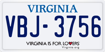 VA license plate VBJ3756