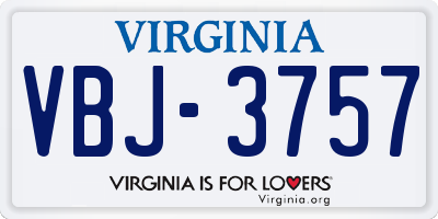 VA license plate VBJ3757