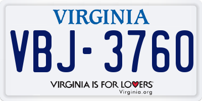 VA license plate VBJ3760
