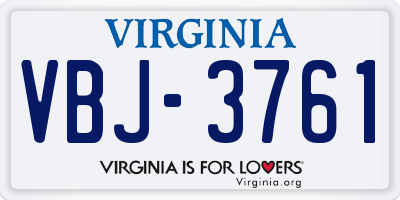 VA license plate VBJ3761