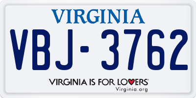 VA license plate VBJ3762
