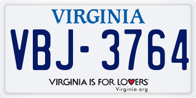 VA license plate VBJ3764