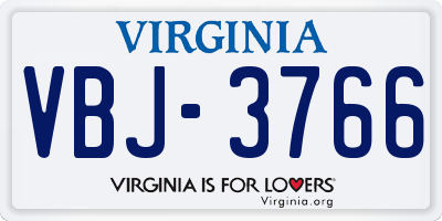 VA license plate VBJ3766