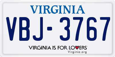 VA license plate VBJ3767