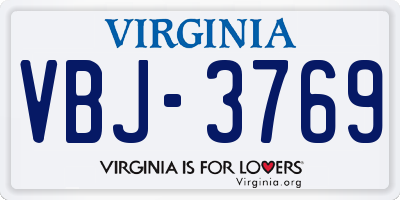 VA license plate VBJ3769