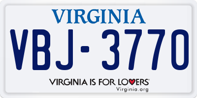 VA license plate VBJ3770