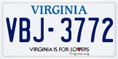 VA license plate VBJ3772