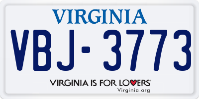 VA license plate VBJ3773