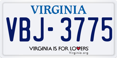 VA license plate VBJ3775