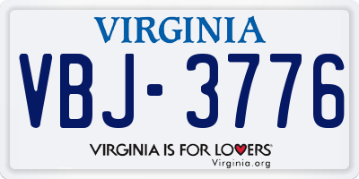 VA license plate VBJ3776