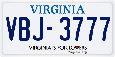 VA license plate VBJ3777