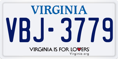 VA license plate VBJ3779