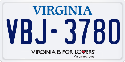 VA license plate VBJ3780