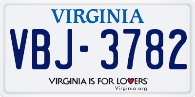 VA license plate VBJ3782