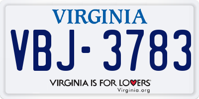 VA license plate VBJ3783