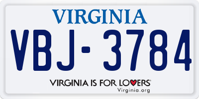 VA license plate VBJ3784