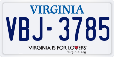 VA license plate VBJ3785