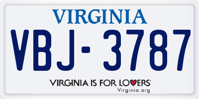 VA license plate VBJ3787