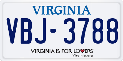 VA license plate VBJ3788