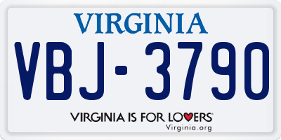 VA license plate VBJ3790