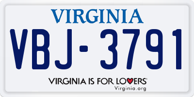 VA license plate VBJ3791